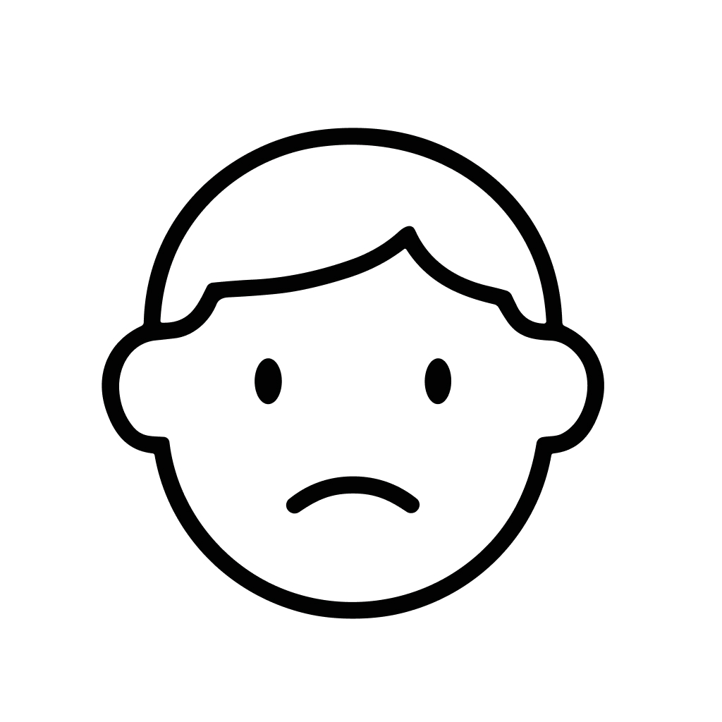 Simple Outline Sad Face Expression Emoticon Representing Negative Emotion