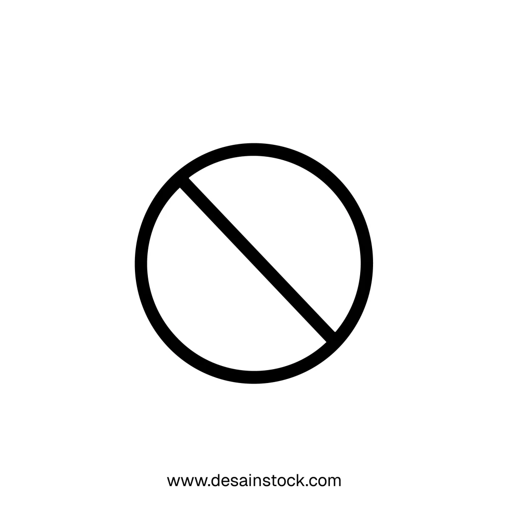 Simple Outline Circle Prohibition Sign Icon Symbol for Restriction and Safety