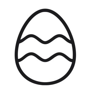 Simple Outline Decorative Easter Egg with Wavy Stripes Holiday Illustration