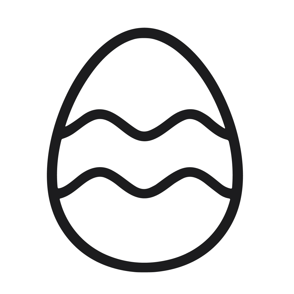 Simple Outline Decorative Easter Egg with Wavy Stripes Holiday Illustration