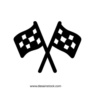 Simple Handdrawn Crossed Checkered Flag Racing Symbol Illustration Graphic