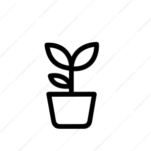 Minimalist Line Plant in Pot Icon Sign Symbol Element