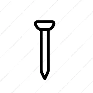 Simple Outline Nail Hardware Construction Building Tool Fastener Equipment Line Art