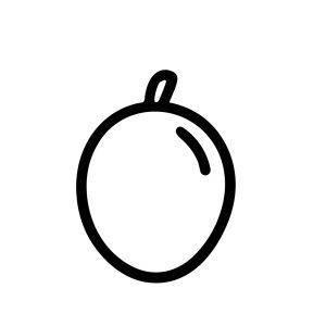 Simple Outline Handdrawn Plum Fruit Illustration Icon Isolated