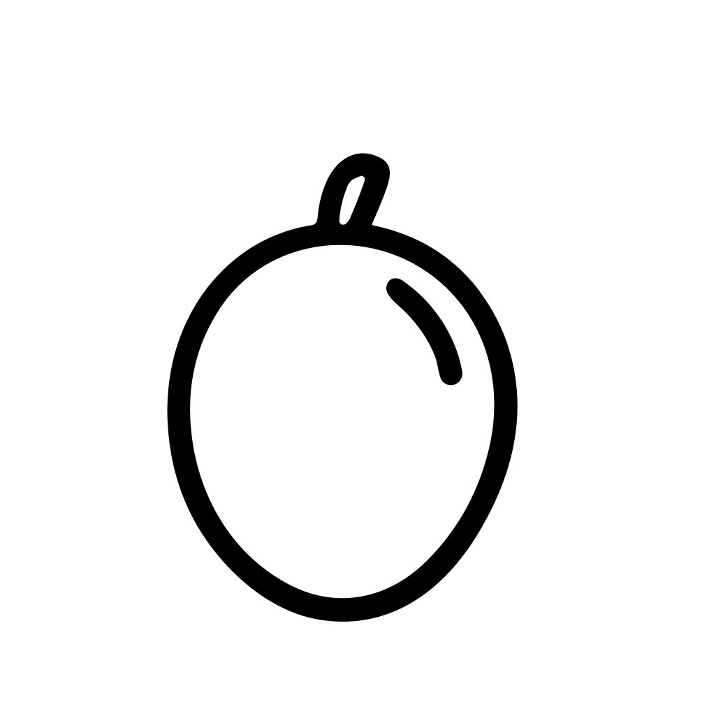 Simple Outline Handdrawn Plum Fruit Illustration Icon Isolated
