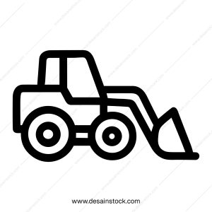 Minimalist Outline Style Skid Steer Loader Icon Illustration Representing Heavy Equipment