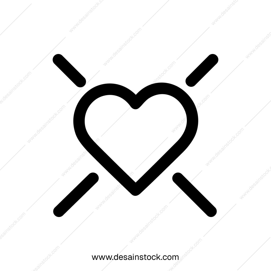 Minimalist Outline Crossed Heart Shape Graphic Symbol Icon Design