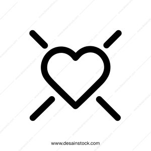 Minimalist Outline Crossed Heart Shape Graphic Symbol Icon Design
