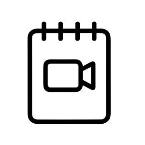 Simple Outline Note with Camera Film Equipment Symbol Media Icon