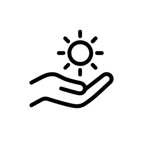 Simple Outline Hand Holding Sun Icon Concept of Environment and Nature