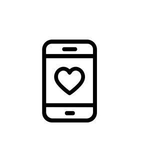 Simple Outline Mobile Phone with Heart Shape Symbol Application Icon