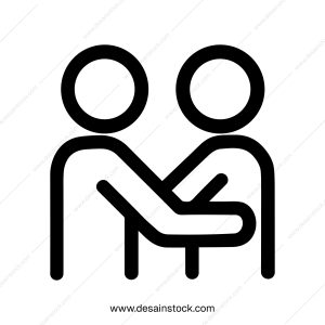 Minimalist Outline Stick Figure Hugging Silhouette Icon Graphic Element