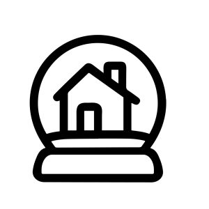 Simple Outline House Inside Snow Globe Winter Holiday Icon Element