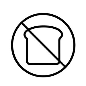 Minimalist Outline Bread Slice Prohibition Symbol within Circle Sign Icon
