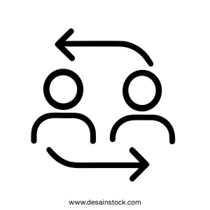 Outline Simple People Exchange Arrows Direction Cooperation Thin Icon