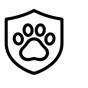 Outline Simple Paw Print Shield Icon Sign For Pet Care