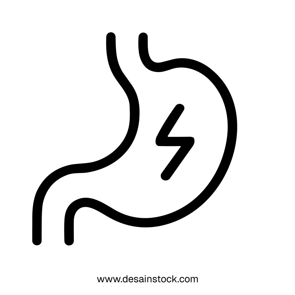 Line Drawing Stomach Ache Pain Medical Problem Healthcare Icon Element