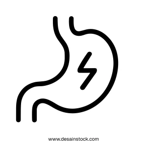 Line Drawing Stomach Ache Pain Medical Problem Healthcare Icon Element