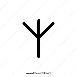 Minimalist Line Art Algiz Rune Norse Symbol Protective Talisman