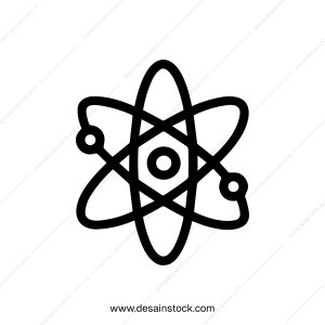 Simple Outline Atomic Structure Model of the Atom Science Icon