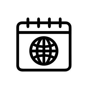 Simple Outline Globe on Calendar Date Reminder Minimalist Icon