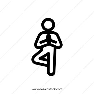 Minimalist Outline Yoga Tree Pose Meditation Balance Relaxation Icon