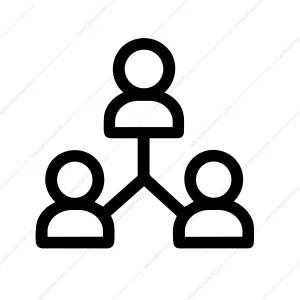 Simple Outline Network Hierarchy Teamwork Icon for Business and Organization Structure