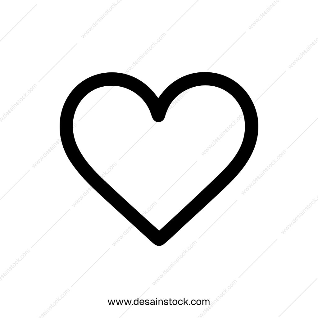 Simple Outline Heart Shape Minimalist Line Art Style Icon