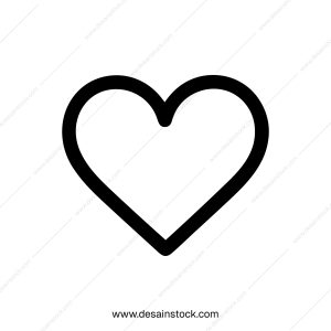 Simple Outline Heart Shape Minimalist Line Art Style Icon