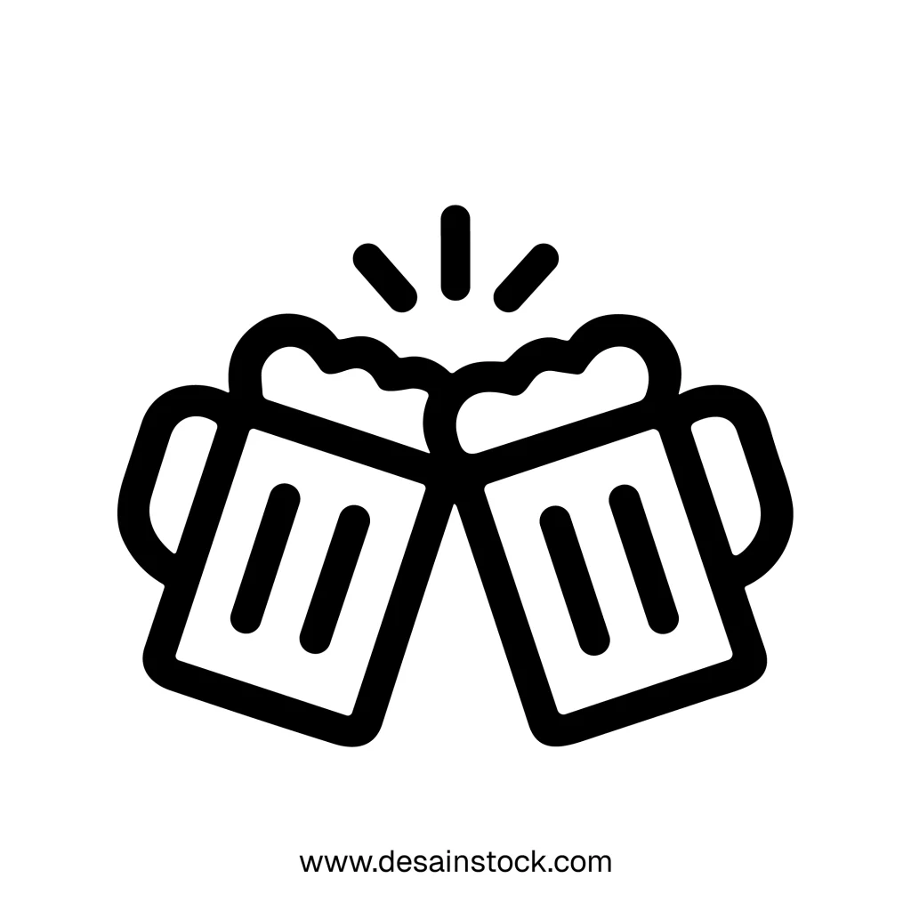 Outline Simple Toasting Beer Mug Celebration Drink Beverage Icon Design