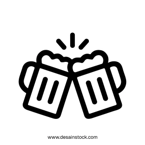 Outline Simple Toasting Beer Mug Celebration Drink Beverage Icon Design