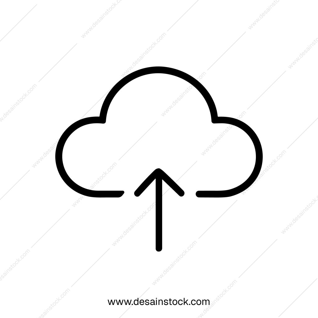 Simple Line Art Cloud Upload Symbol Minimalist Style Icon Graphic