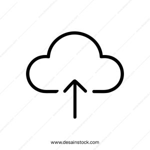 Simple Line Art Cloud Upload Symbol Minimalist Style Icon Graphic