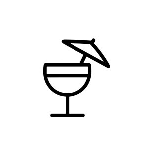 Simple Outline Wine Glass Cocktail with Umbrella Alcohol Drink Icon
