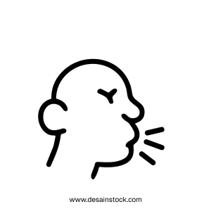 Simple Outline Style Coughing Man Showing Symptoms of Illness Icon