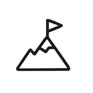 Simple Line Drawing Mountain Peak with Flag Icon Element Graphic