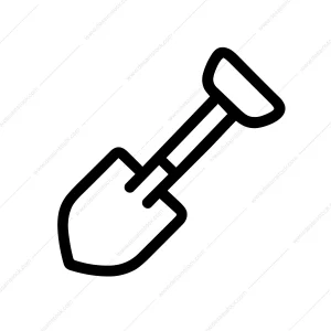 Simple Outline Shovel Gardening Tool and Equipment Line Art Icon
