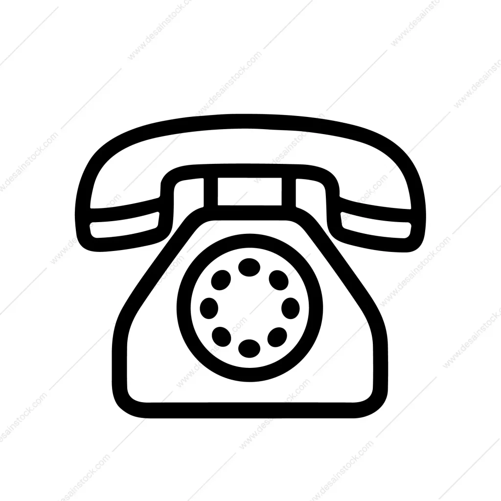 Simple Line Art Rotary Telephone Retro Communication Device Icon