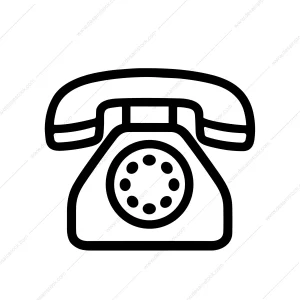 Simple Line Art Rotary Telephone Retro Communication Device Icon