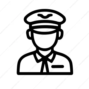 Simple Outline Faceless Security Guard with Hat Profession Icon Illustration