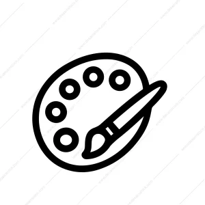 Simple Outline Artist Palette with Brush Creative Art Instrument Icon