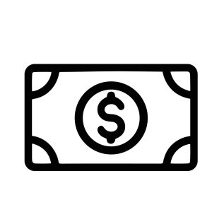 Simple Outline Dollar Bill Currency with Dollar Sign Business Icon