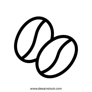 Simple Outline Style Twin Coffee Beans Illustration Beverage Ingredients Line Art