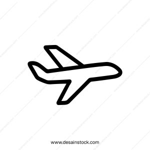 Line Drawing Plane Silhouette Symbol Transportation Traveling Aircraft Flying Icon