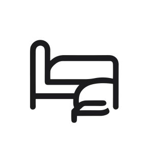Minimalist Line Style Simple Bed with Nightstand Furniture Icon