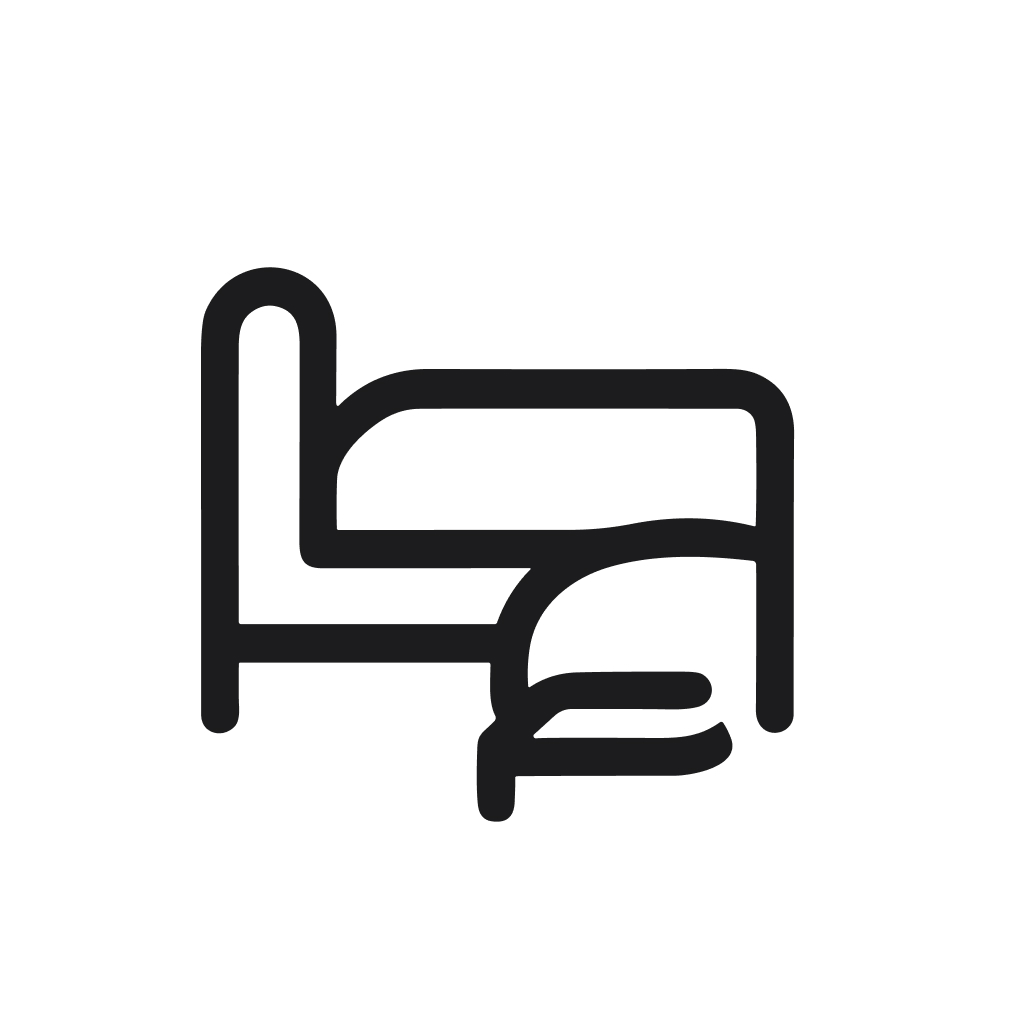 Minimalist Line Style Simple Bed with Nightstand Furniture Icon