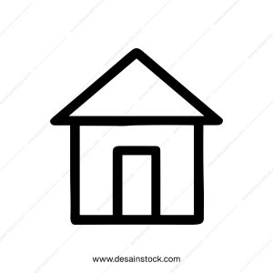 Simple Outline Handdrawn Home Shape Minimalist Line Art Icon