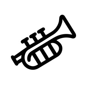 Simple Outline Musical Trumpet Instrument Element Isolated on White Background