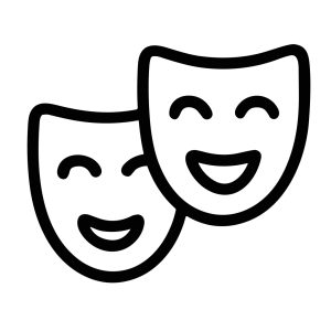 Simple Outline Smiling Face Comedy Tragedy Mask Stage Performance Icon