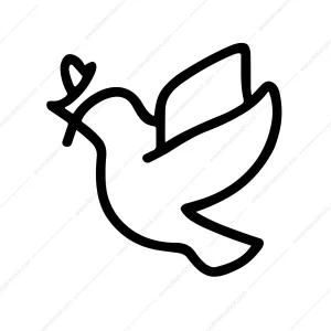 Simple Handdrawn Dove with Olive Branch Flying Symbol Icon